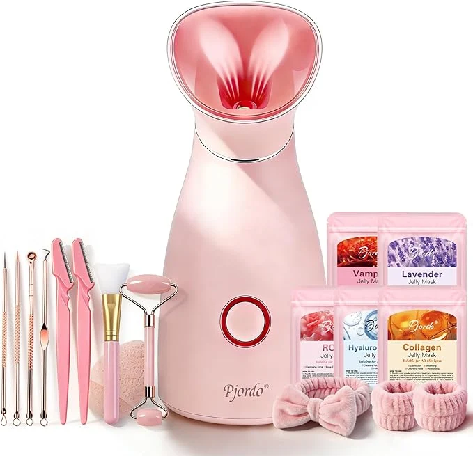 Optimized Pjordo Facial Steamer Spa Kit 12 Skin Care Tools 5 Jelly Mask Powder Premium Material