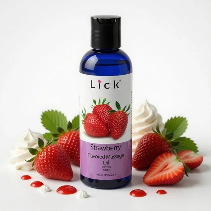 Breathable Lick Strawberry Flavored Massage Oil Efficient