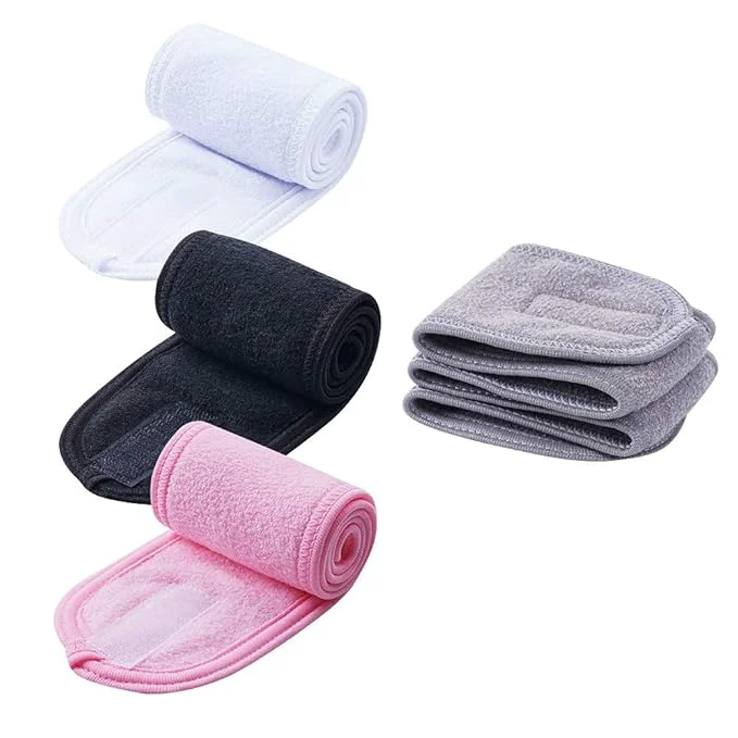 Effective 4 PCS Facial Spa Headbands， Makeup Shower Bath Wrap Sport Headband Terry Cloth Crafted