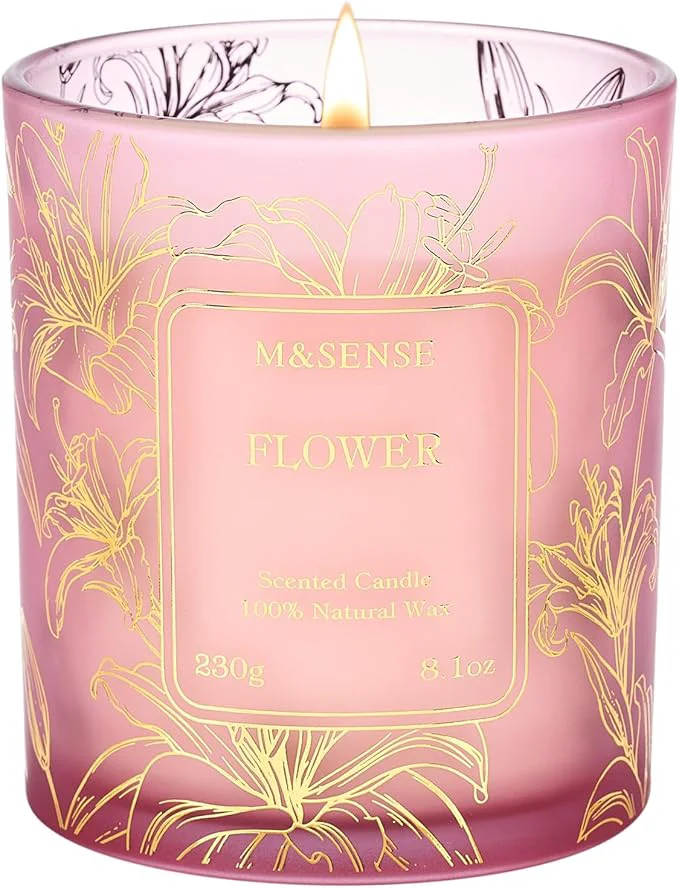 Optimized M SENSE Floral Natural Soy Scented Candle 7.8oz 42H Non-Toxic Aromatherapy Specialty