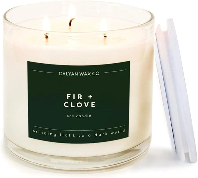 Safe Calyan Wax Co. Fir Clove 3 Wick Scented Candle Reusable