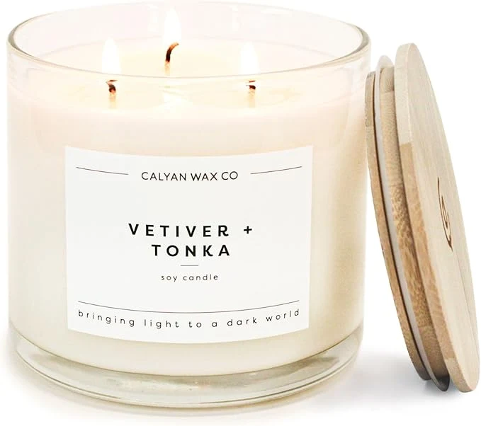 Proven Calyan Wax Co. Vetiver Tonka 3 Wick Scented Candle Eco-Friendly