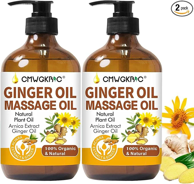 Advanced 2 Pack Ginger Oil Lymphatic Drainage Massage Belly Drainage Ginger Oil-Warming Organic