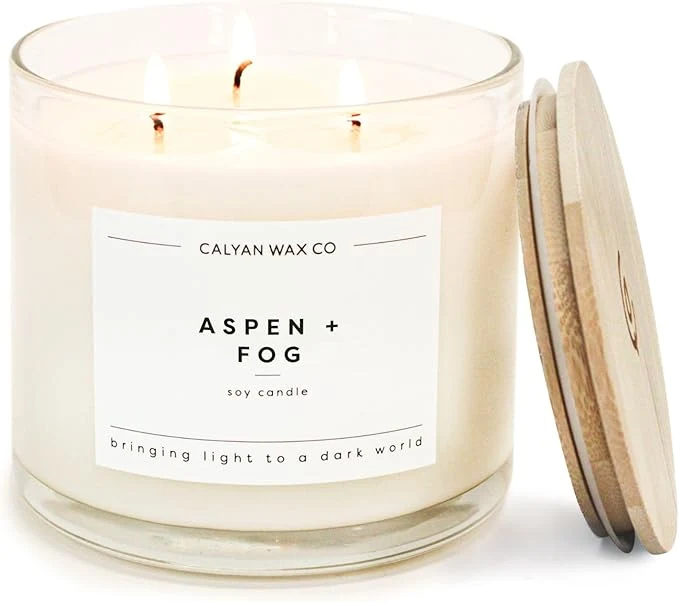 Effective Calyan Wax Co. Aspen Fog 3 Wick Scented Candle Solid