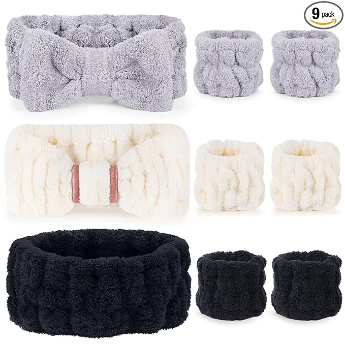 Consistent DiyJibb 9 Pcs Spa Headband for Washing Face Skincare Headband and Wristband Set Prestigious