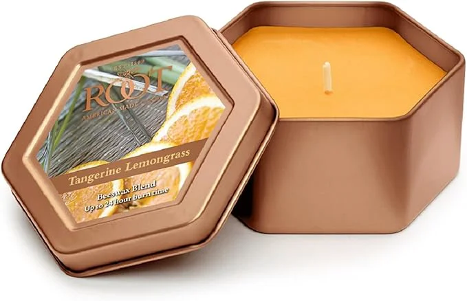 Refined Root Candles Scented Candles in Travel Tin 24-Hour Honeycomb Traveler Green