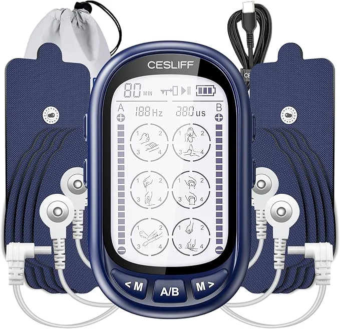 Organic CESLIFF Dual Channel TENS EMS Unit Large Screen 24 Modes 36 Levels Intensity Fashionable