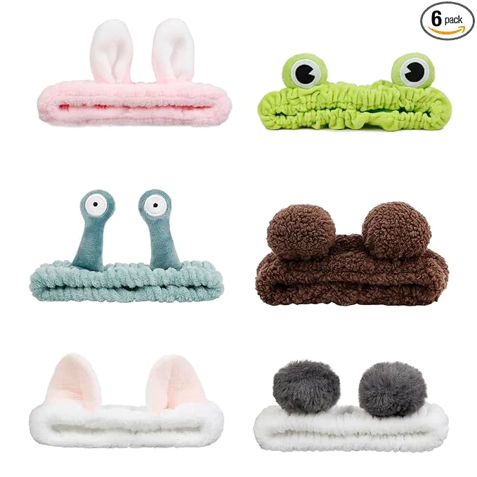 Efficient AIBFRID 6PCS Animal Ear Spa Headbands Face Wash Headband Cute Make Up Hairband Durable