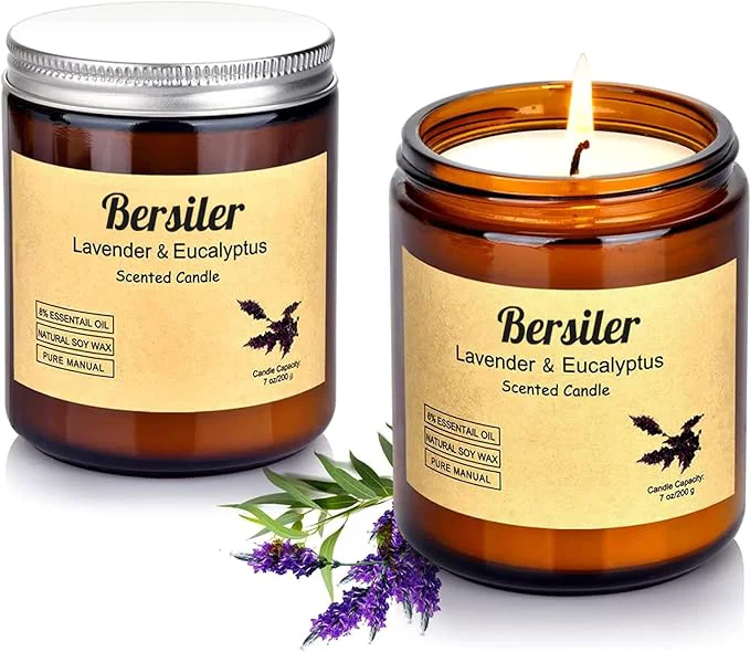 High-Performance Aromatherapy Candles 2 Pack Lavender Eucalyptus Scented Candles Stress Relief Functional