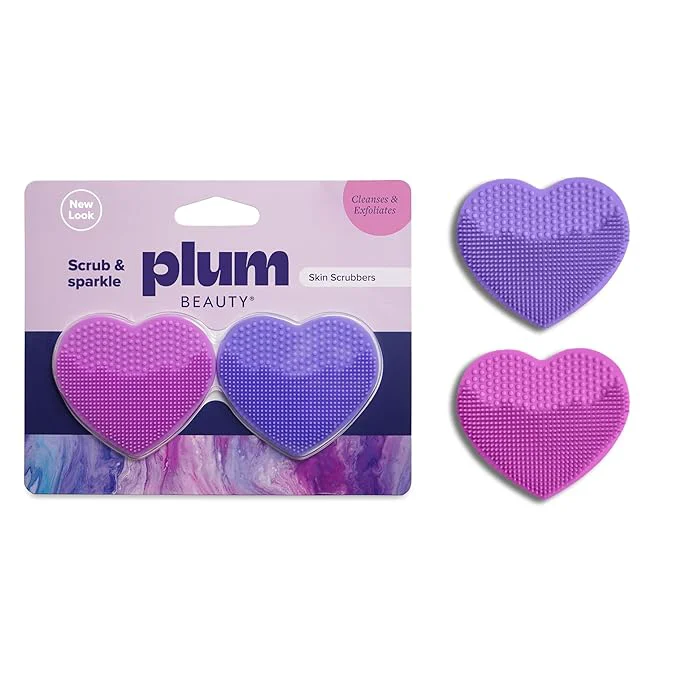 User-Friendly Plum Beauty Heart-Shaped Silicone Skin Scrubber – Manual Facial Cleansing Brush Trendy