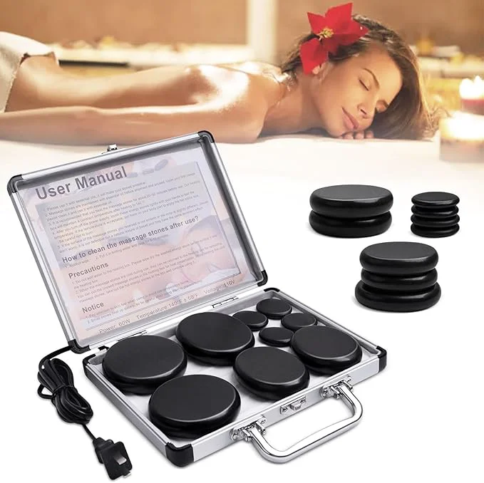High-Quality Hot Stones Massage Warmer Kit Hot Rocks Basalt Massage Stones Fine Crafted