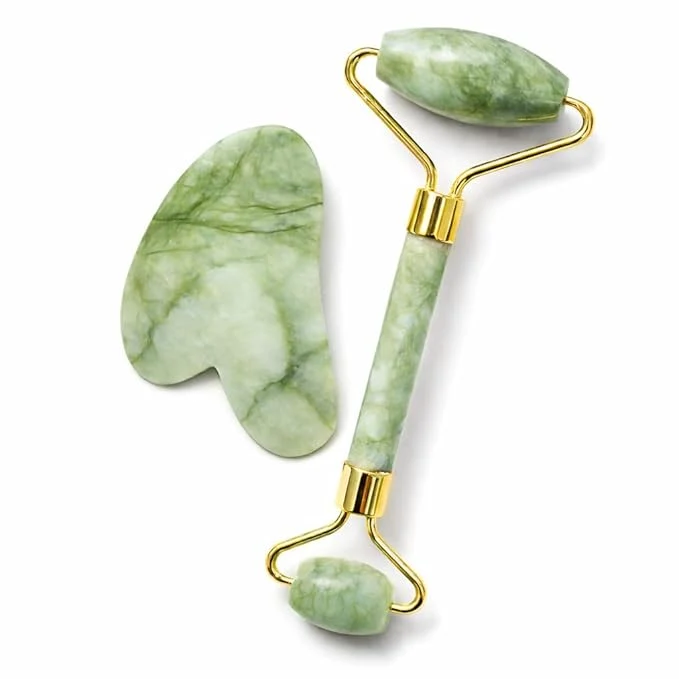 Elegant Jade Roller and Gua Sha Set Natural Jade Stone Facial Massage Tools Premium