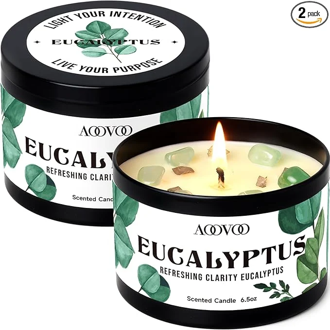 High-Performance AOOVOO 2 Pack Eucalyptus Mint Candles – Aromatherapy Candle Crafted