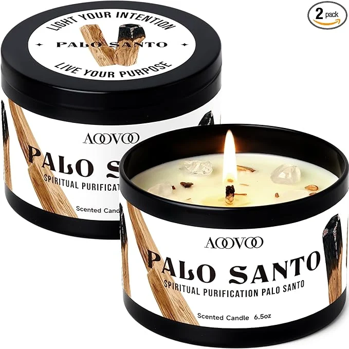 Eco-Friendly AOOVOO 2 Pack Palo Santo Candles – Cleansing Candle Crafted