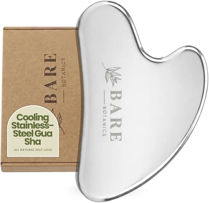 Convenient BARE BOTANICS Stainless Steel Gua Sha Tool Sleek Facial Tool Natural