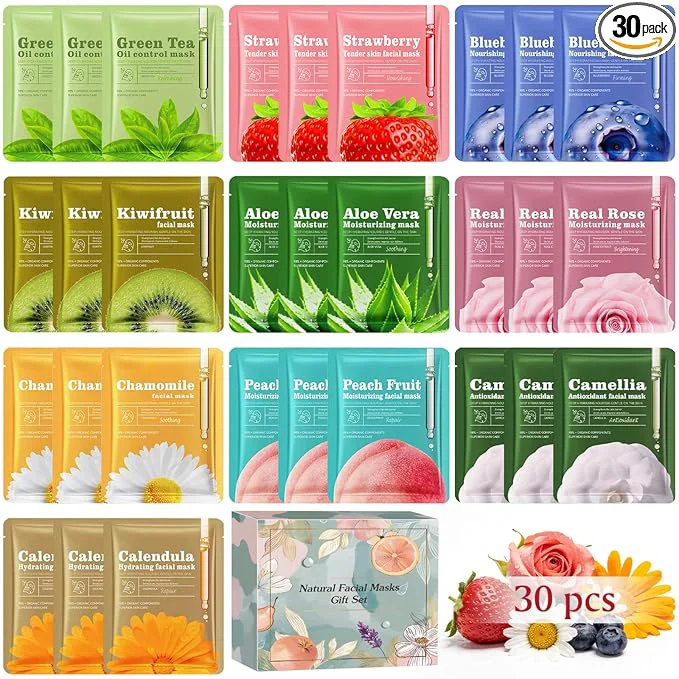Green Aottom 30pcs Face Masks Skincare Bulk Facial Masks High-Quality
