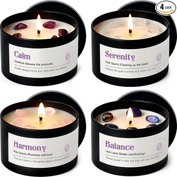 Sophisticated AOOVOO Crystal Soothing Candles Set Trendy