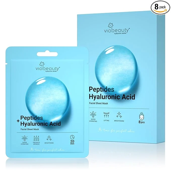 Modern VIABEAUTY 8 Pack Hyaluronic Acid Face Mask Soft
