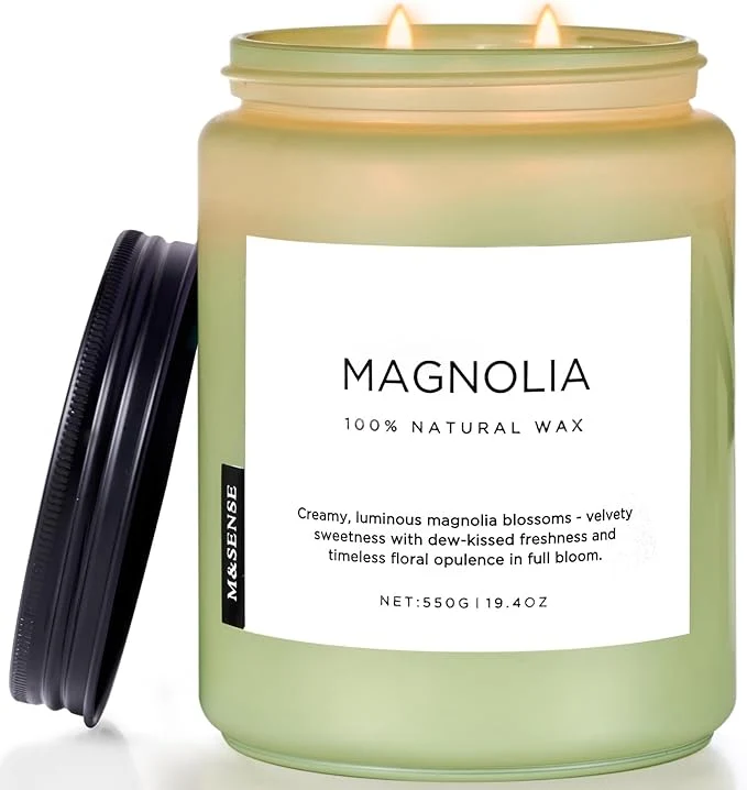 Smart M SENSE Magnolia Jasmine Romantic Scented Candle 19.4oz 110 Hours Long Lasting Consistent