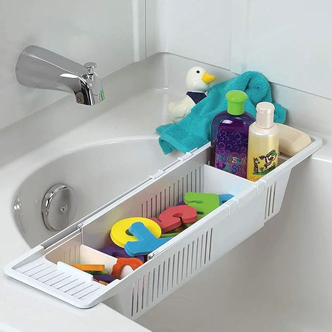 Breathable Plastic Bath Tray Bathtub Holder Non-Slip Telescopic Bathtub Caddy Adjustable Stylish