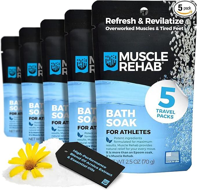 Reusable Muscle Rehab Epsom Salt Bath Soak 5 Travel Packets Comfortable