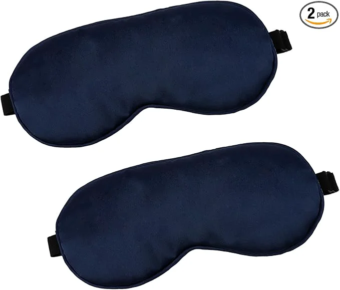First-Class 2 PCS Navy Satin Sleep Masks Adjustable Silk Eye Mask Consistent