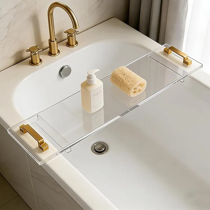 Powerful 33in Clear Acrylic Bathtub Caddy Classic