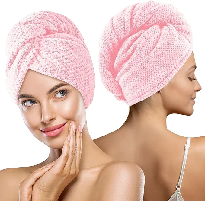 Reusable MaopaoBeauty Microfiber Hair Towel 2 Packs Hair Turbans Efficient