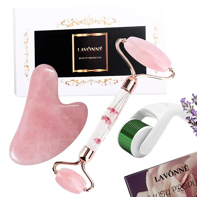 Eco-Friendly Rose Quartz Jade Roller and Gua Sha Set Responsible