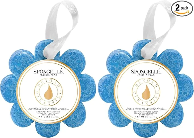 Fashionable Spongelle sia Pear Wild Flower Buffer Body Scrubber Bath Shower Loofah Organic