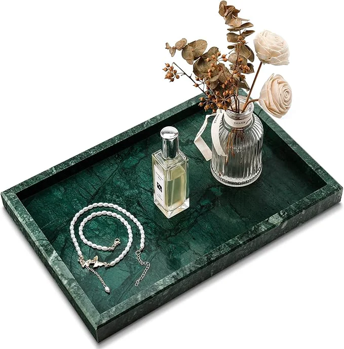 Original Design Natural Marble Tray for Bathroom Kitchen and Desktop Rectangle Solid