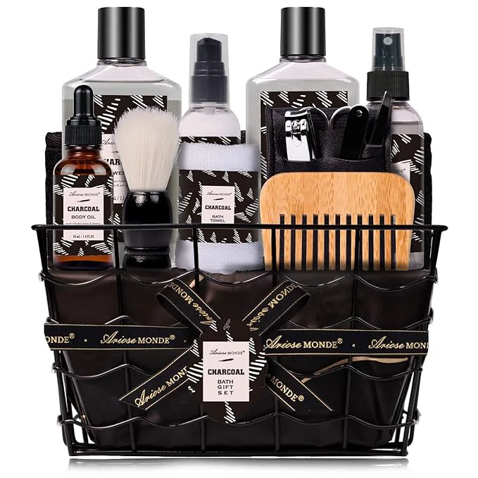 Relaxed Father Day Gift for Men Spa Gifts for Men Charcoal Bath and Body Gift Set for User-Friendly