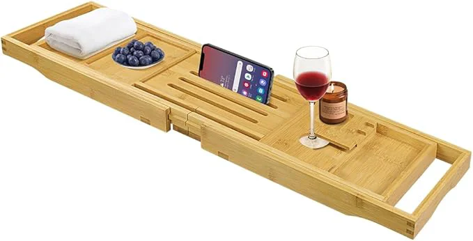 Fine Crafted BFTOU Bamboo Bathtub Tray Expandable Bath Table Tray Bathtub Caddy Outstanding