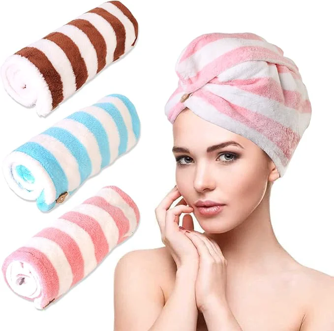 Classic 3 Pack Microfiber Hair Towel Wrap Pure