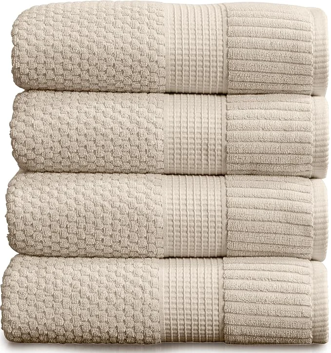 Fashionable NY Loft Cotton Bath Towel 4 Pack Super Soft Absorbent Quick-Dry Bath Secure