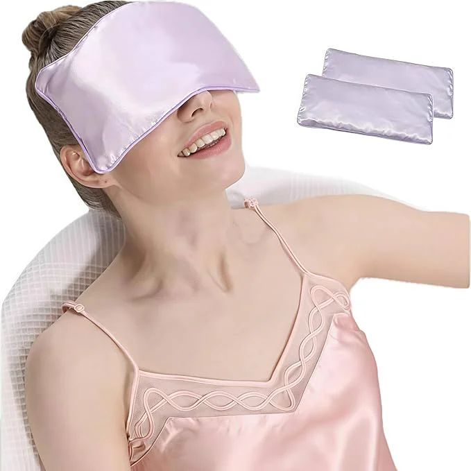 Green Lavender Eye Pillow Hot or Cold Weighted Satin Eye Mask Microwaveable Moist Advanced