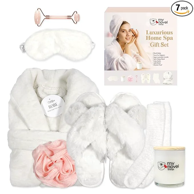 Original my novel things Birthday Gifts for Women Bathrobe Set Spa Robe and Slippers Recyclable