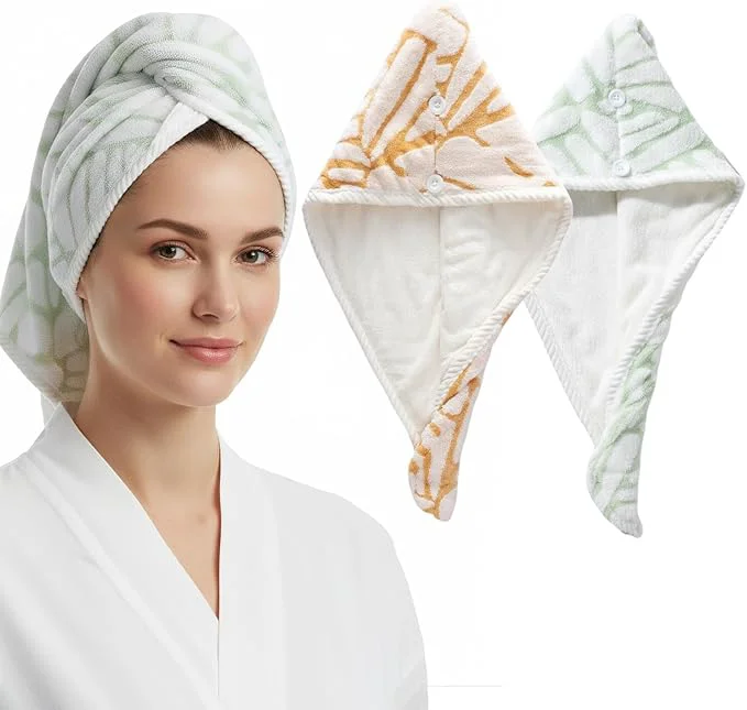 Specialty 2-Pack Microfiber Hair dring Towel 50 Faster Drying Ultra Absorbent Frizz Traditional