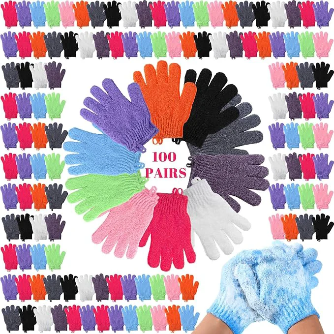 Crafted FoldTier 200 Pcs Exfoliating Gloves Bulk Fashionable