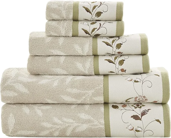 High-End Madison Park Serene Cotton Bath Towel Set Luxurious Floral Decorative Fine Crafted