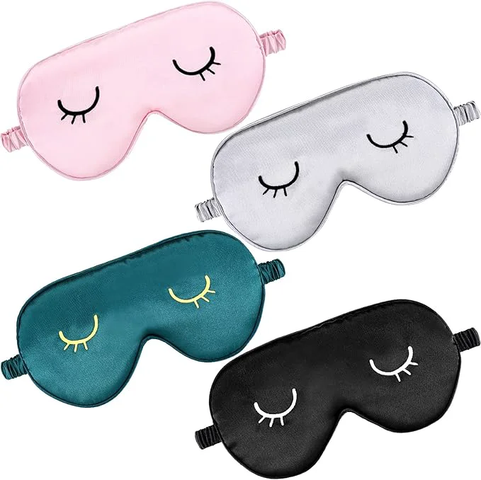 Flexible 4 Pieces Sleep Eye Masks Silk Sleep Eye Cover Cute Lightweight Adjustable Advanced