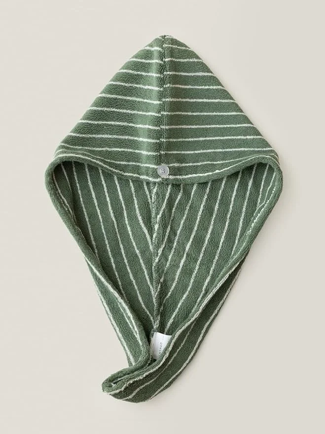 Effective WENSHUO Frosted Pines-Striped Hair Towel Wrap-Drying Tool Combed Cotton Efficient
