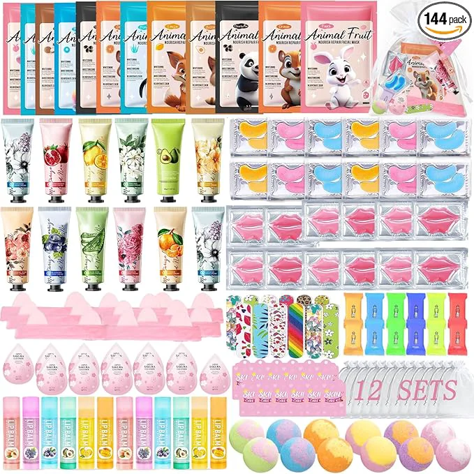Crafted 144 PCS Spa Party Supplies for Women Spa Day Favors Essentials Include Face Proven