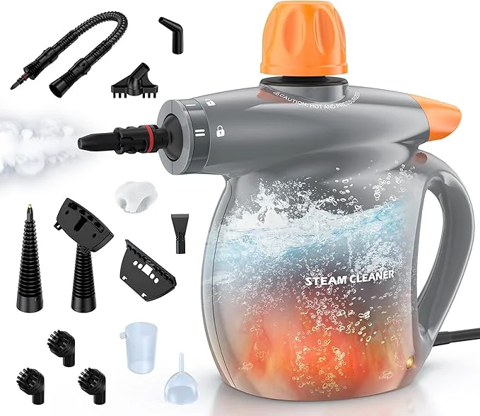 Relaxed Steam Cleaner Pressurized Handheld 13pcs Multi-Purpose Natural Deep Cleaning Stylish