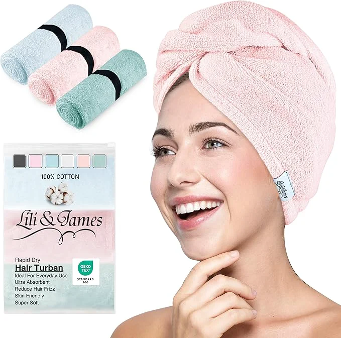 Artisan Cotton Hair Towel Wrap for Women Kids Quick Dry Soft Absorbent 420-GSM Outstanding