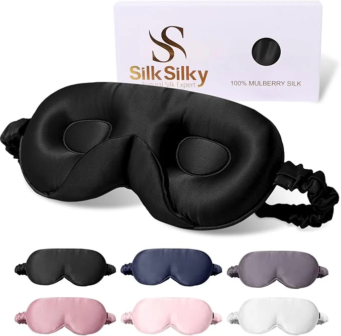 Luxury SilkSilky 22 Momme Mulberry Silk Sleep Mask – Upgraded 3D Contoured Eye Efficient