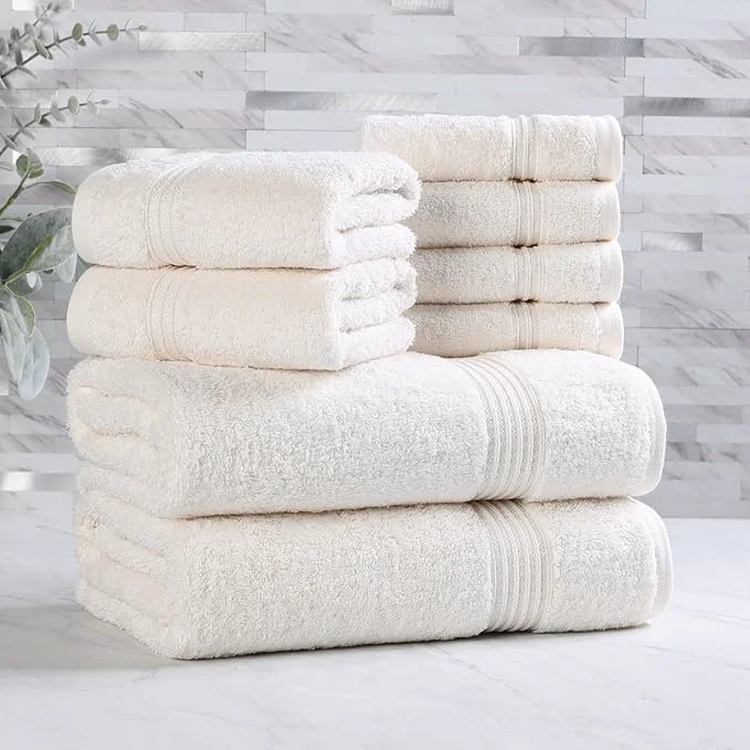 Premium Material Superior Egyptian Cotton 8-Piece Towel Set Guest Bath Decor Essentials Exclusive