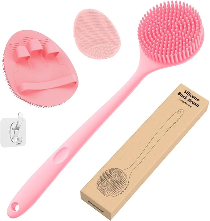 World-Class Manmihealth Silicone Back Scrubber Bath Glove Face Brush Set Trusted