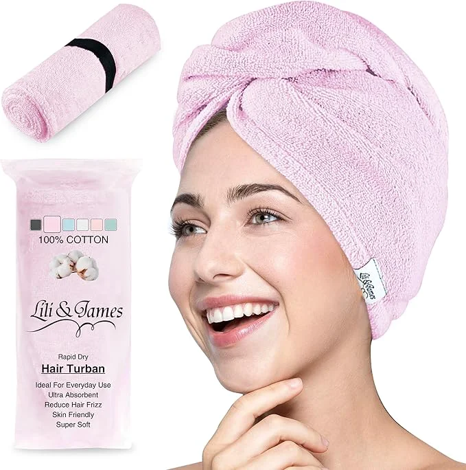 Crafted Lili James Cotton Hair Towel Wrap Solid