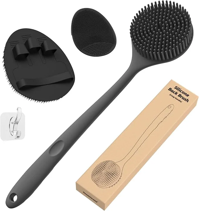 Original Manmihealth Silicone Back Scrubber Bath Glove Face Brush Set Responsible